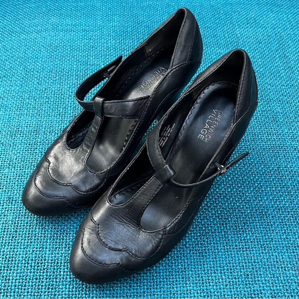 Greenwich Village Women’s Size 6.5 High Heels In Black Leather